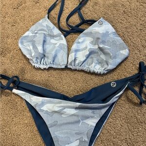 Pelagic Blue and Gray Camo Bikini